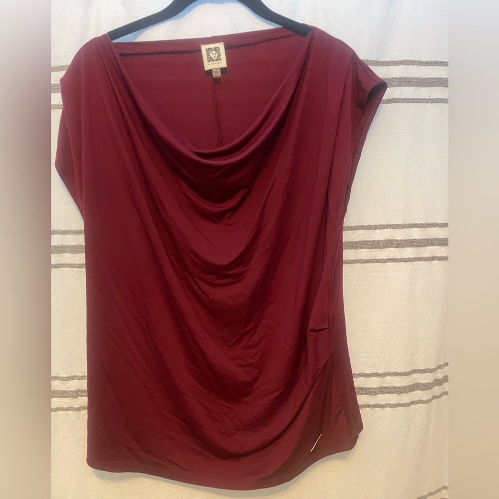 Anne Klein Burgundy Draped Cowl Neck Camisole
